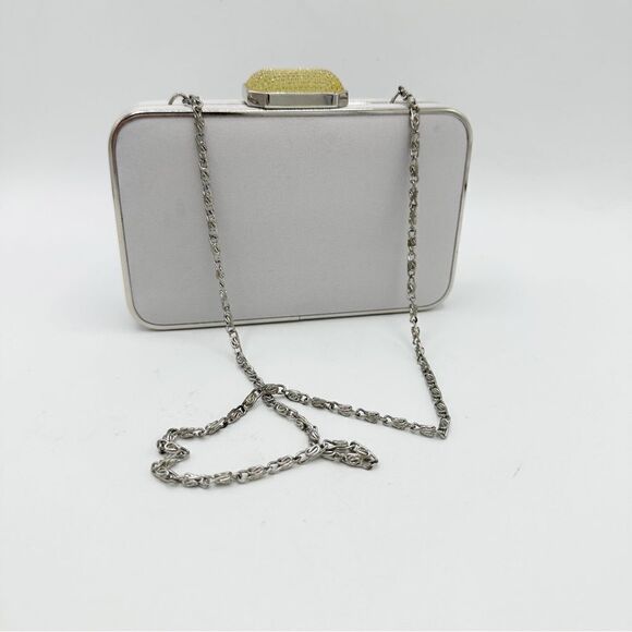 Lulu Townsend Designer Minaudiere Handbag‎ Coin Purse Rhinestone Silver Clutch - Picture 1 of 13